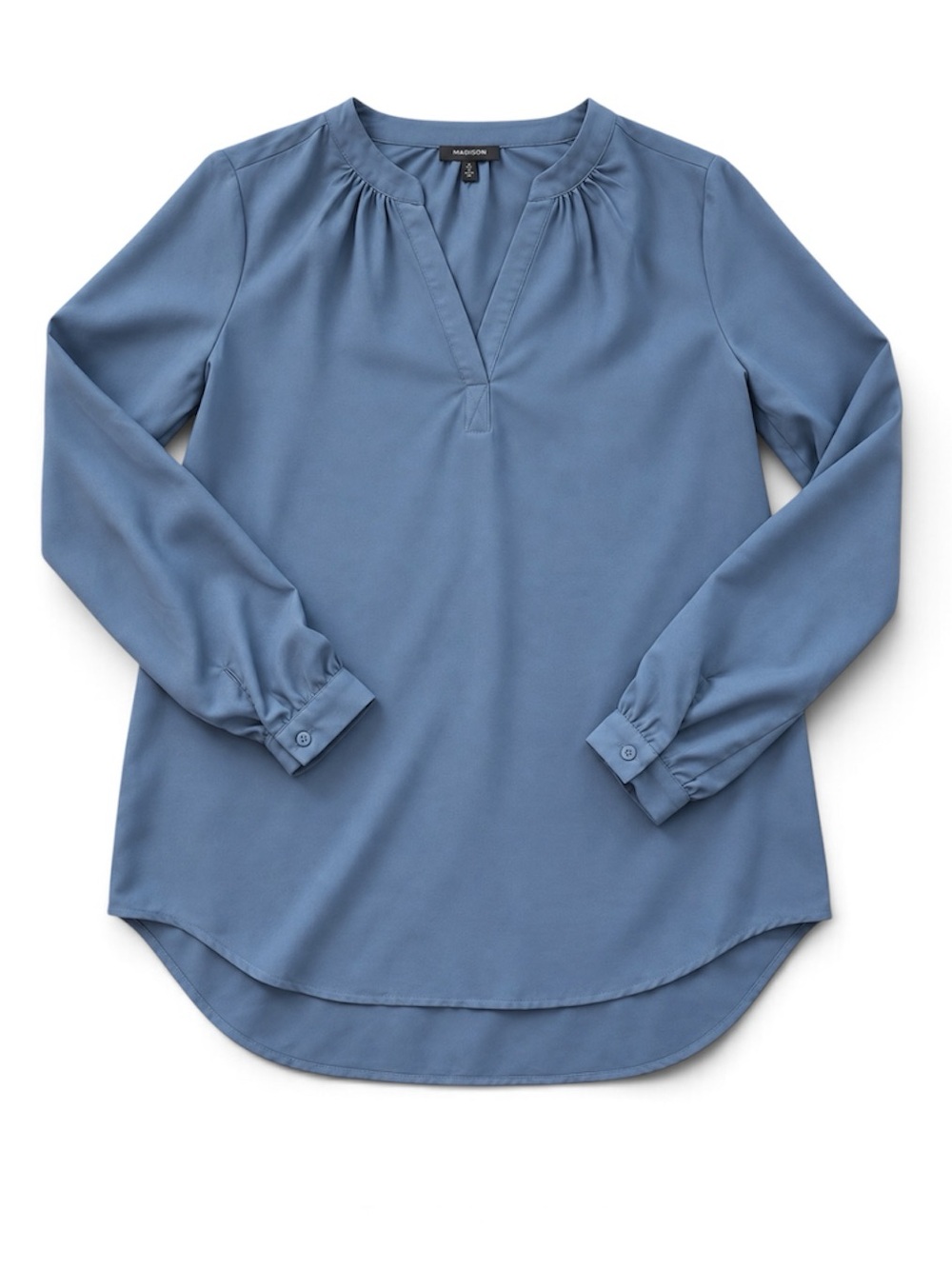 Madison Women’s Blouse Size Small Blue Long Sleeve High Low Long Sleeve Tunic